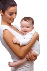 Mother and baby embracing