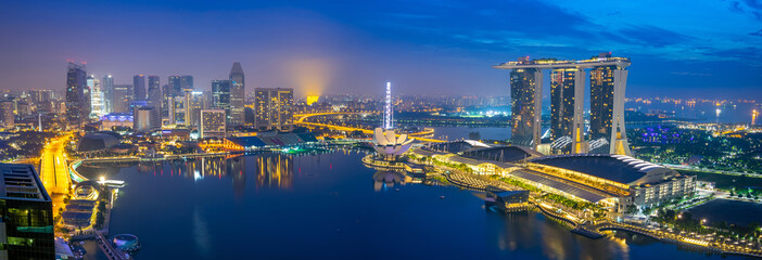 Singapore panorama view of cityscape skyline with view of Marina bay in Singapore city