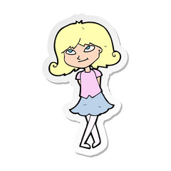 sticker of a cartoon clever girl