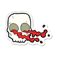 sticker of a cartoon gross skull