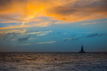 Dramatic vibrant sunset scenery in Key West, Florida