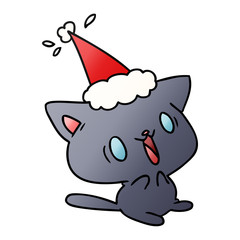 christmas gradient cartoon of kawaii cat