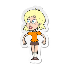 sticker of a cartoon surprised woman