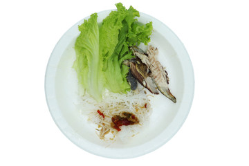 mackerel meal salads of northern thai style on white background.