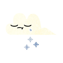 retro illustration style cartoon snow cloud