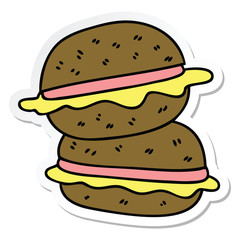 sticker of a quirky hand drawn cartoon sandwich