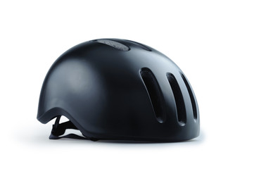 Black bicycle helmet isolated on white background
