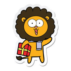 sticker of a happy cartoon lion