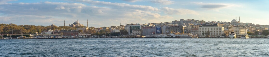Fototapeta na wymiar Istanbul, Turkey - October 26, 2018: Panorama view of Istanbul city skyline in Istanbul city, Turkey