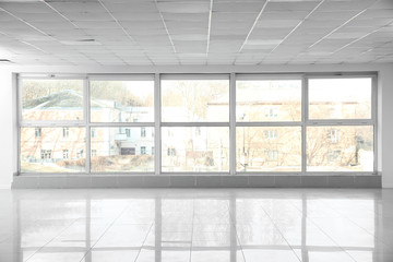 Empty room with big window