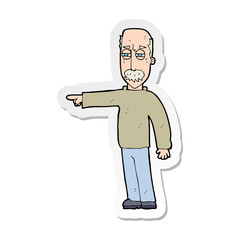 sticker of a cartoon old man gesturing Get Out