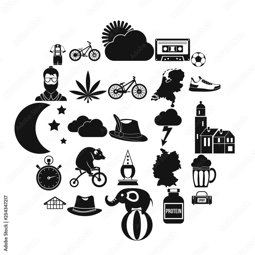 Poster bicycle icons set. simple set of 25 bicycle vector icons for web isolated on white background