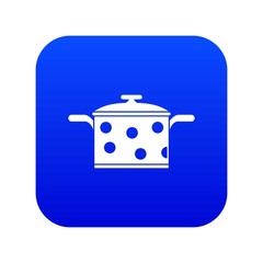Saucepan with white dots icon digital blue for any design isolated on white vector illustration