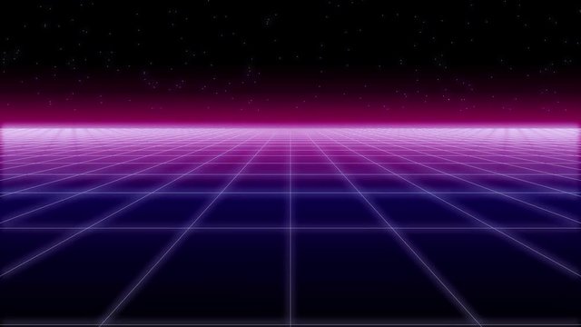 synthwave net and stars Retro Background 3d render