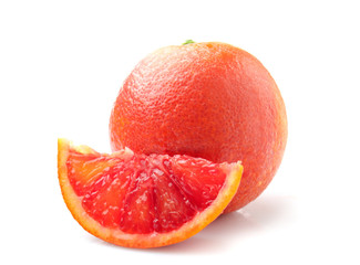 Tasty blood orange fruit on white background