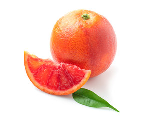 Tasty blood orange fruit on white background
