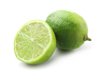 Tasty lime fruit on white background