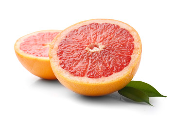 Tasty grapefruit on white background