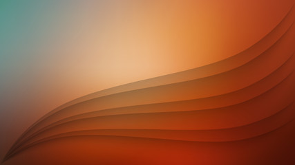 Horizontal abstract background with 3D paper layers effect. Wallpaper template is 16:9 aspect ratio. Backdrop is orange gradient. Vector illustration.