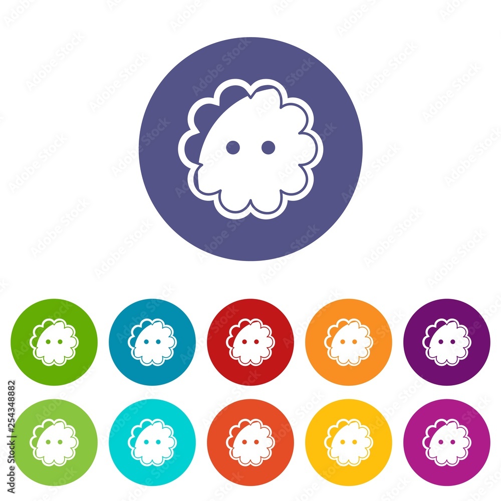 Poster flower button icons color set vector for any web design on white background