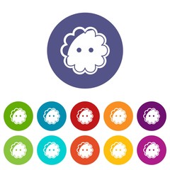 Flower button icons color set vector for any web design on white background
