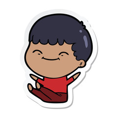 sticker of a cartoon happy boy