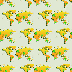 Obraz premium Seamless wallpaper with world map.