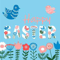 Hand drawn vector ethnic greeting Easter card