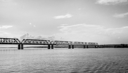 a railway bridge across the Volga river