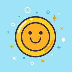 Smiling face emoticon line icon, outline vector sign, linear style pictogram. Emoji smiley symbol, logo illustration.