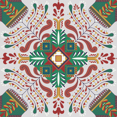 Vector paisley kerchief ornament print. Silk headscarf, pillow, interior decor square pattern design, oriental style fabric.