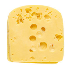 Cheese slice on white background.