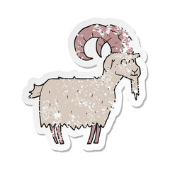 retro distressed sticker of a cartoon goat