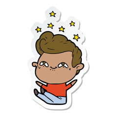 sticker of a cartoon excited man