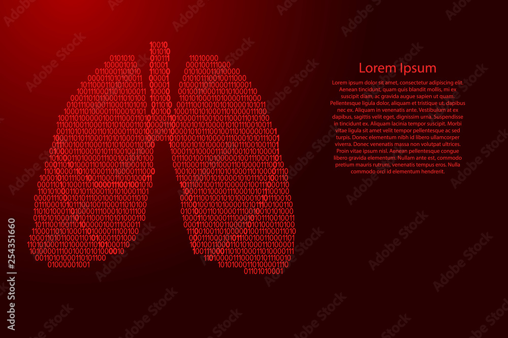 Poster lungs human anatomy respiratory organ abstract schematic from red ones and zeros binary digital code