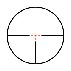 Ooptical sight of a sniper gun from black lines and red points. Vector illustration.