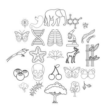 Organic icons set. Outline set of 25 organic vector icons for web isolated on white background