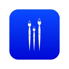 Three brushes for painting icon digital blue for any design isolated on white vector illustration