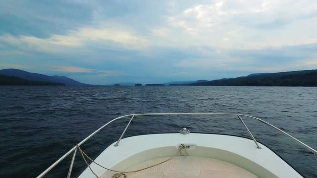 Driving a Boston Whaler on Lake George, New York