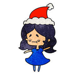 christmas textured cartoon of kawaii girl