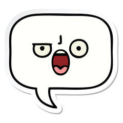 sticker of a cute cartoon speech bubble