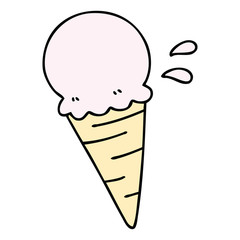 quirky hand drawn cartoon vanilla ice cream