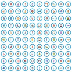 100 fashion icons set. Cartoon illustration of 100 fashion vector icons isolated on white background