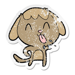 distressed sticker of a cute cartoon dog