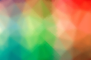 Abstract illustration of green, orange, pink, red through the tiny glass background