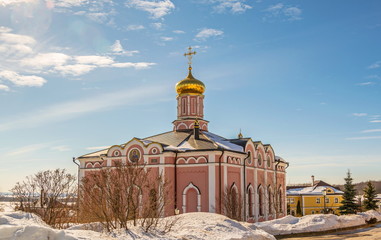 Assumption Cathedral in St. John Theologian Monastery in village of Poschupovo, Ryazan Region
