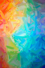 Abstract illustration of blue, green, yellow and red Oil Paint with big brush background