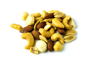 mixed nuts isolated on the white background