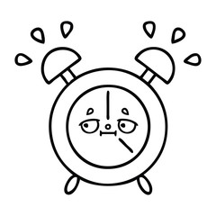 line drawing cartoon alarm clock