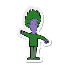 sticker of a cartoon vampire man